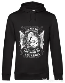 Hoodie barbat cu gluga The best men are born as Aquarius Negru