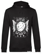 Hoodie barbat cu gluga The best men are born as Leo Negru