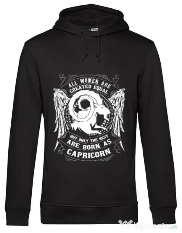 Hoodie barbat cu gluga The best women are born as Capricorn Negru