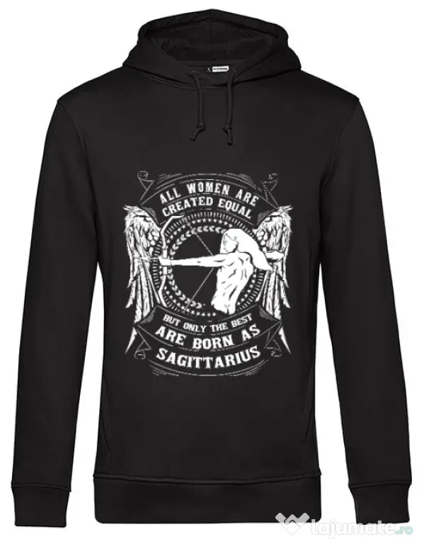 Hoodie barbat cu gluga The best women are born as Sagittarius Negru
