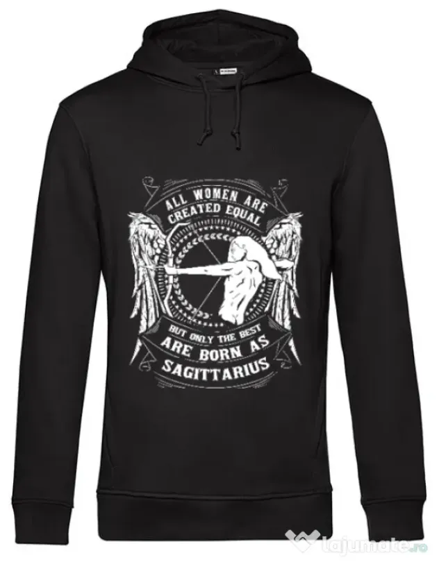 Hoodie barbat cu gluga The best women are born as Sagittarius Negru
