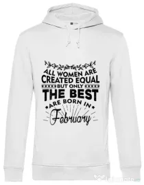 Hoodie barbat cu gluga The best women are born in February Alb