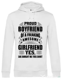 Hoodie barbat cu gluga Proud boyfriend Alb