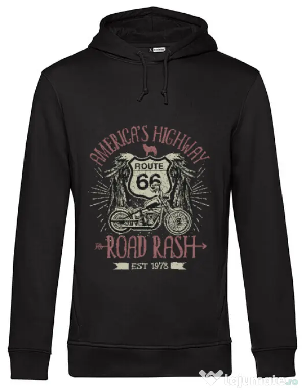 Hoodie barbat cu gluga Highway 66 Negru