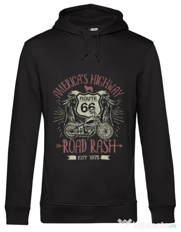 Hoodie barbat cu gluga Highway 66 Negru