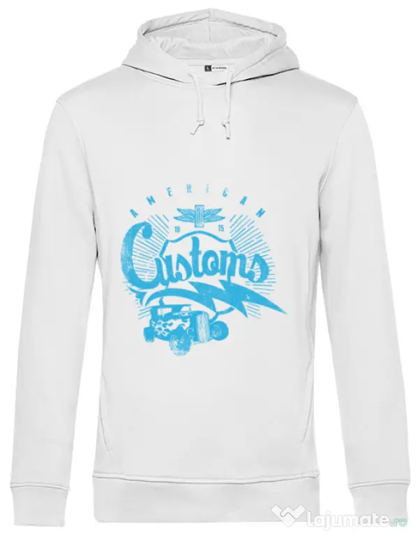 Hoodie barbat cu gluga American customs Alb