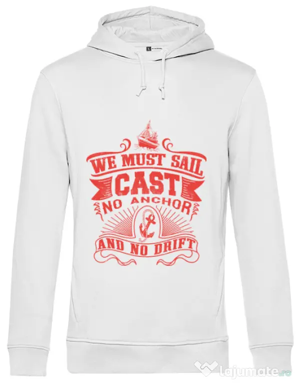 Hoodie barbat cu gluga Cast no anchor Alb