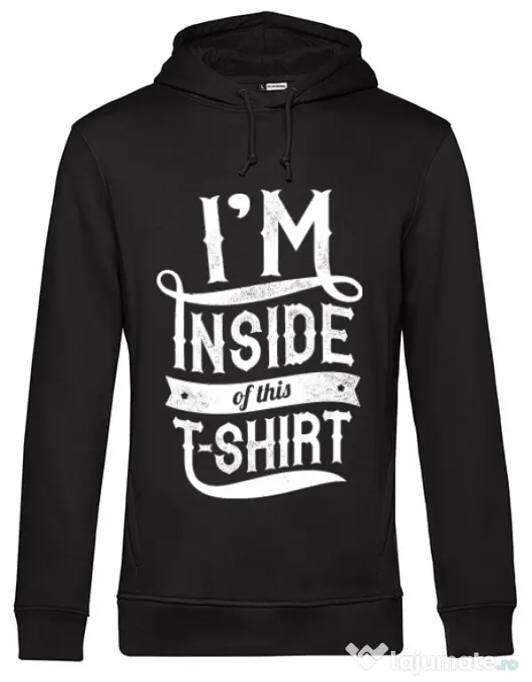 Hoodie barbat cu gluga Inside my tshirt Negru