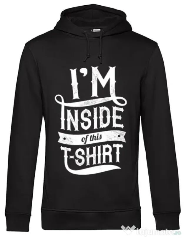 Hoodie barbat cu gluga Inside my tshirt Negru