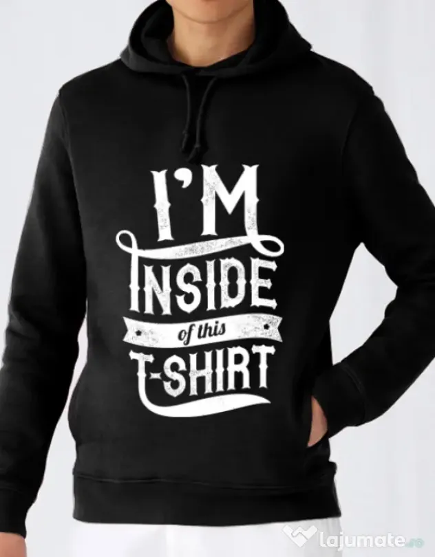 Hoodie barbat cu gluga Inside my tshirt Negru
