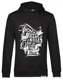 Hoodie barbat cu gluga Learn the rules Negru
