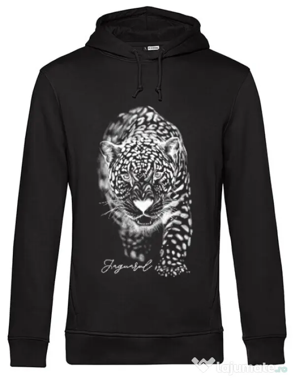 Hoodie barbat cu gluga Jaguarul Alb Negru