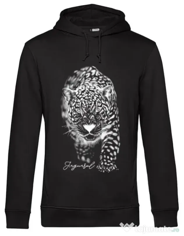 Hoodie barbat cu gluga Jaguarul Alb Negru