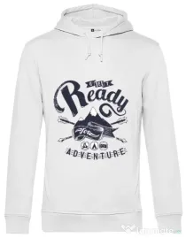 Hoodie barbat cu gluga Ready for adventure Alb