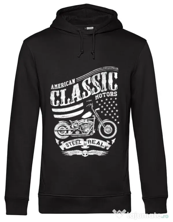 Hoodie barbat cu gluga Steel is real Negru