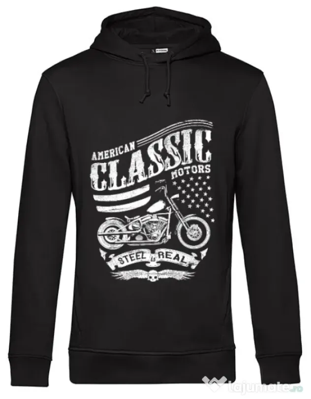 Hoodie barbat cu gluga Steel is real Negru