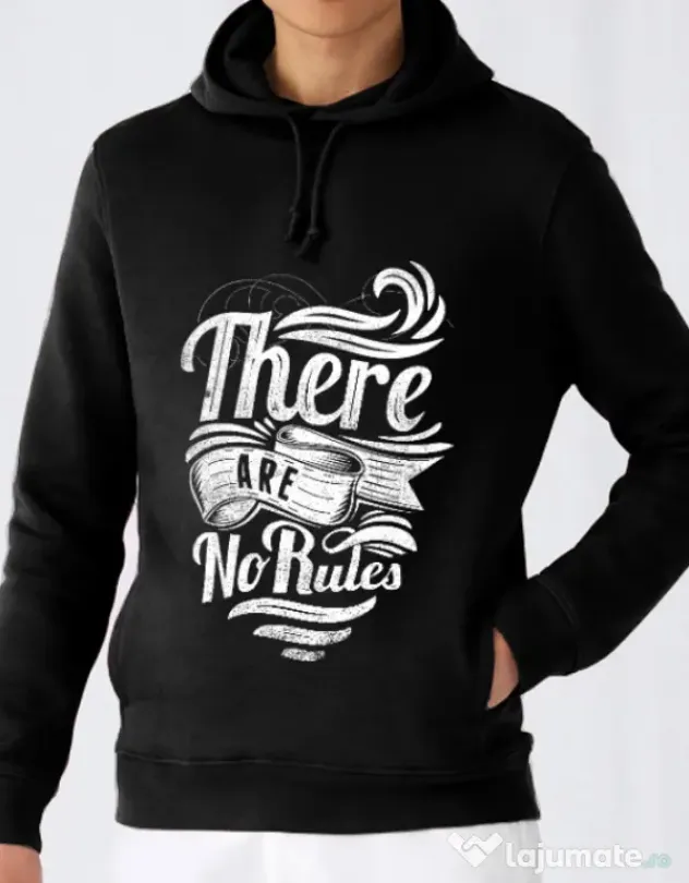 Hoodie barbat cu gluga There are no rules Negru