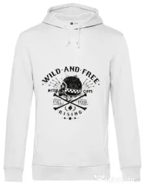 Hoodie barbat cu gluga Wild and free Alb