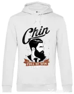 Hoodie barbat cu gluga Chin full of win Alb
