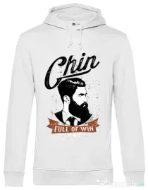 Hoodie barbat cu gluga Chin full of win Alb