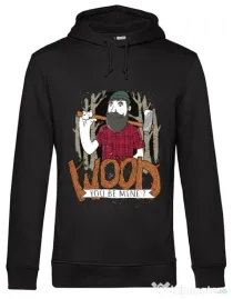 Hoodie barbat cu gluga Wood you be mine Negru