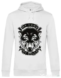 Hoodie barbat cu gluga My Land My Rules Alb
