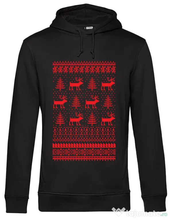 Hoodie barbat cu gluga Reindeers Negru