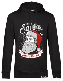 Hoodie barbat cu gluga Only santa can judge me Negru