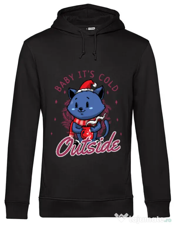 Hoodie barbat cu gluga Its cold outside Negru