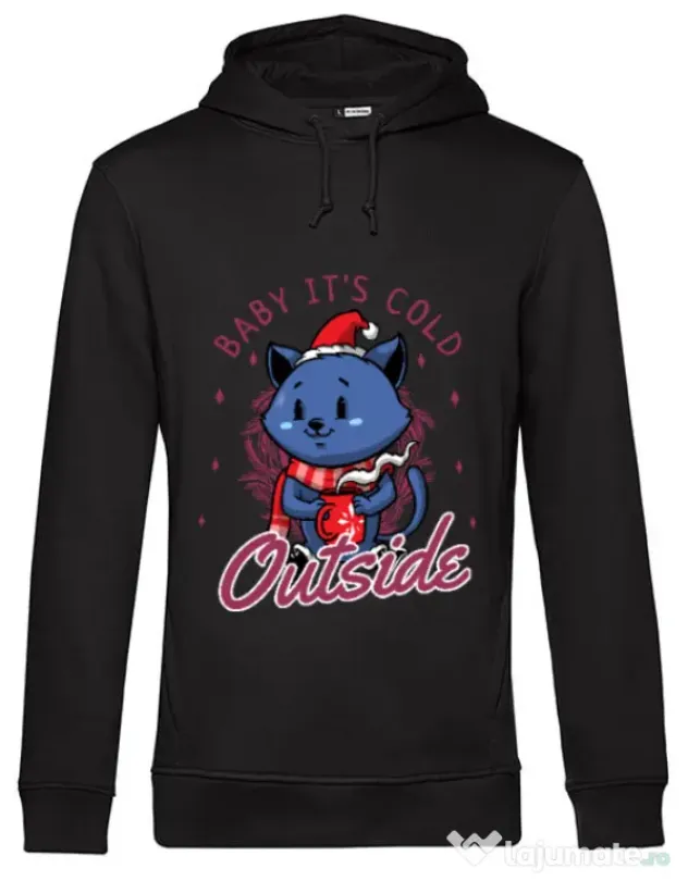 Hoodie barbat cu gluga Its cold outside Negru