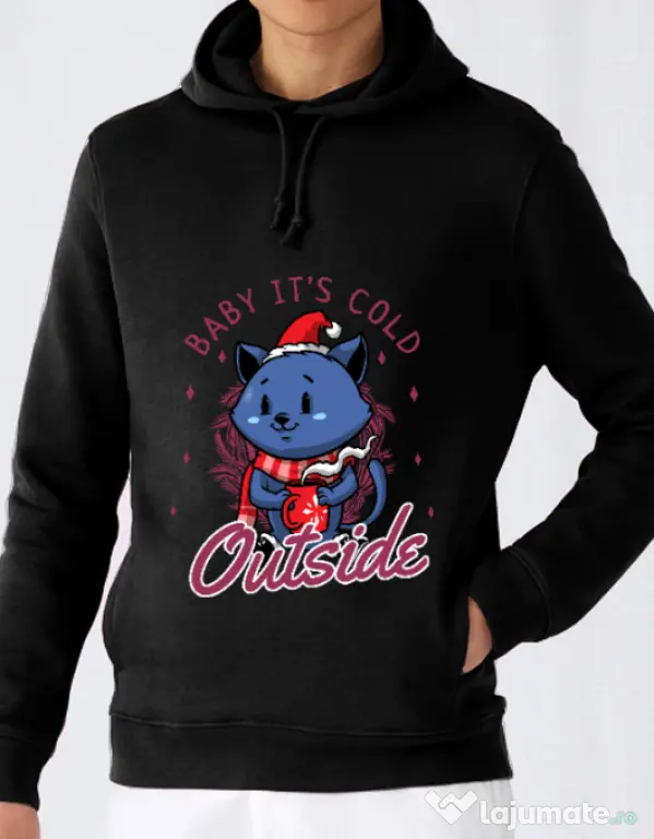 Hoodie barbat cu gluga Its cold outside Negru