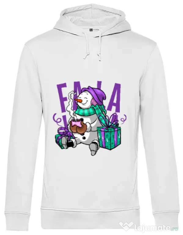 Hoodie barbat cu gluga Christmas Carol Alb