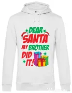 Hoodie barbat cu gluga My brother did it Alb