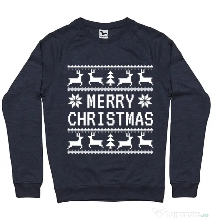 Bluza ADLER barbat Merry Christmas Ugly Sweater Denim inchis