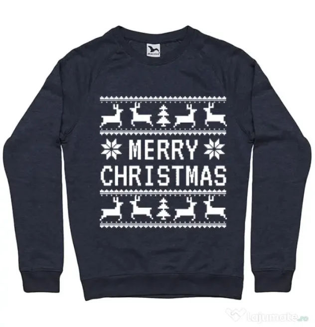 Bluza ADLER barbat Merry Christmas Ugly Sweater Denim inchis