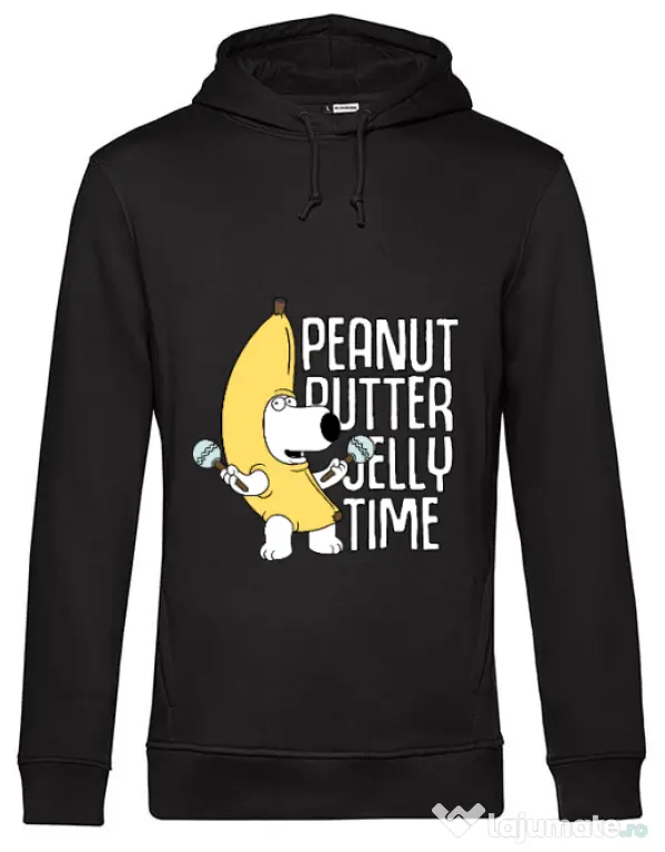 Hoodie barbat cu gluga Peanut butter jelly time Negru