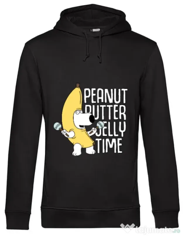 Hoodie barbat cu gluga Peanut butter jelly time Negru