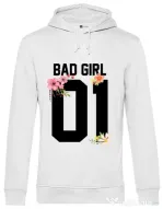 Hoodie barbat cu gluga Bad girl Alb