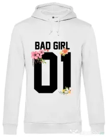 Hoodie barbat cu gluga Bad girl Alb
