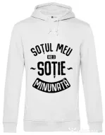 Hoodie barbat cu gluga O sotie minunata Alb