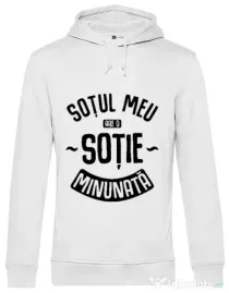 Hoodie barbat cu gluga O sotie minunata Alb