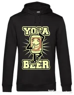 Hoodie barbat cu gluga Yoga beer Negru