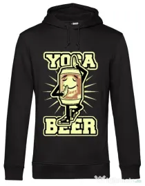 Hoodie barbat cu gluga Yoga beer Negru
