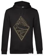 Hoodie barbat cu gluga Mountain waterfall Negru