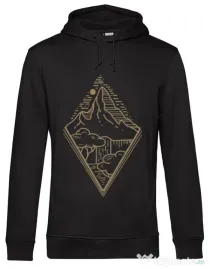 Hoodie barbat cu gluga Mountain waterfall Negru