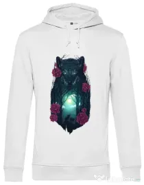 Hoodie barbat cu gluga Running with the wolves Alb