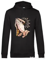 Hoodie barbat cu gluga Pray for pizza Negru