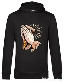 Hoodie barbat cu gluga Pray for pizza Negru