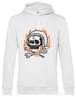 Hoodie barbat cu gluga Skull biker Alb