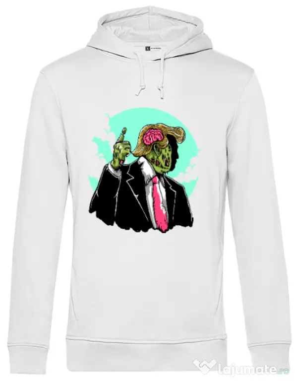 Hoodie barbat cu gluga Make zombies great again Alb